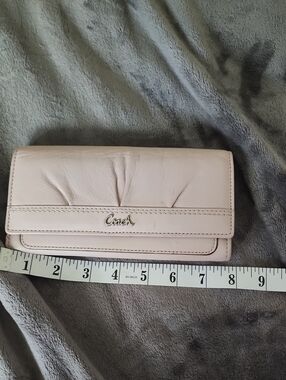 Coach Blush Pink Leather Continental Wallet with Gold Logo